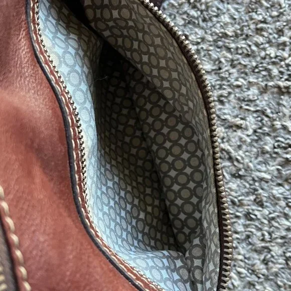 Brown Leather Fossil Crossbody Bag Adjustable Strap Preppy Streetwear Y2K - Picture 5 of 8